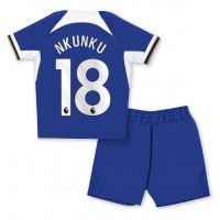Camiseta Chelsea Christopher Nkunku #18 Primera Equipación Replica 2023-24 para niños mangas cortas (+ Pantalones cortos)